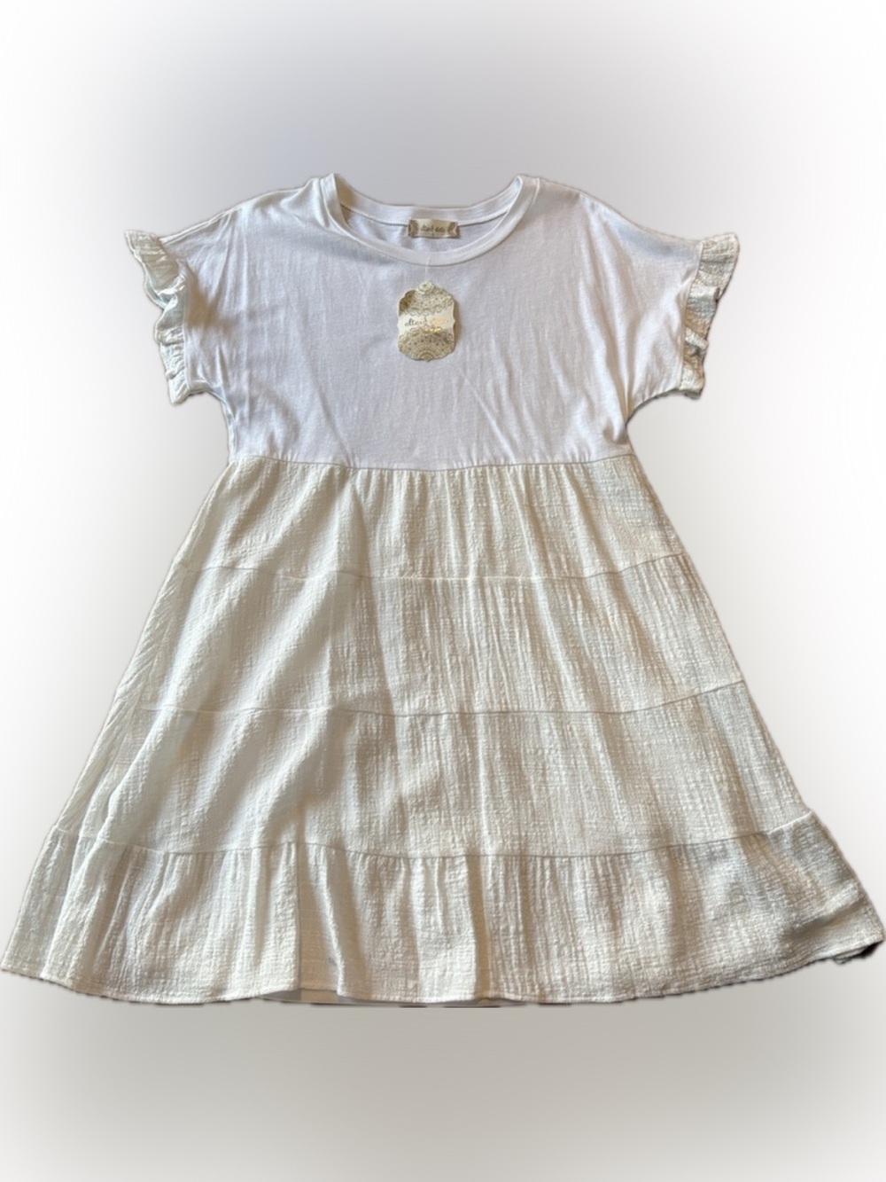 NWT Altar’d State White Tiered Short Sleeve Dress